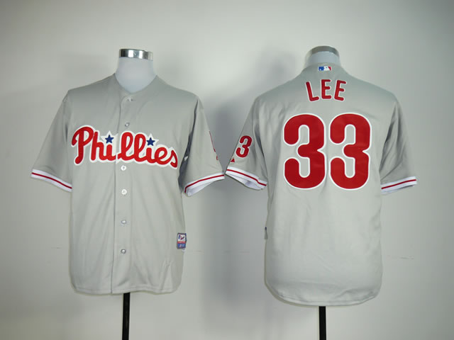 Men Philadelphia Phillies #33 Lee Grey MLB Jerseys